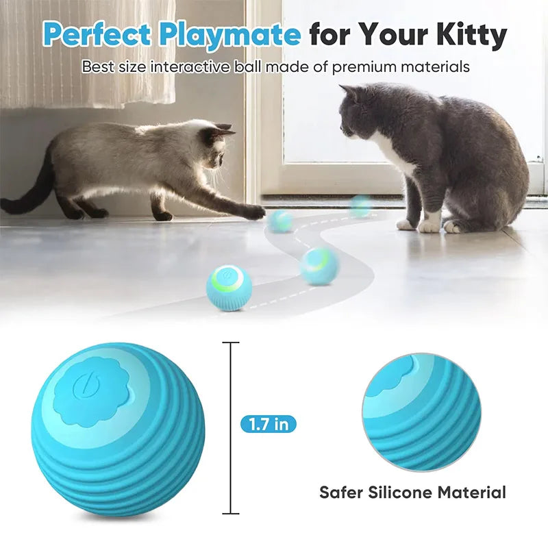 Smart Electric Rolling Ball Cat Toy – USB Rechargeable Interactive Chew-Proof Toy