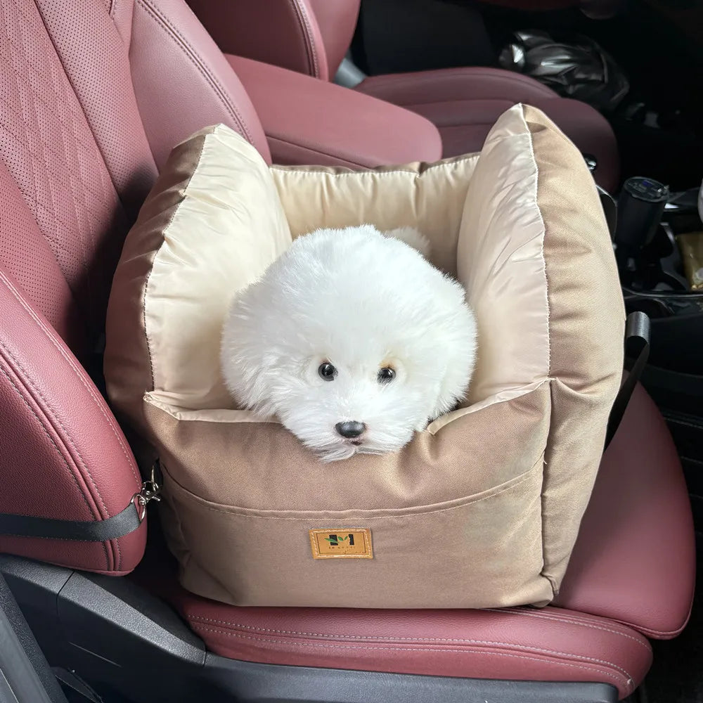 Washable Small Dog Car Seat Booster Bed | Soft Cotton Pet Carrier Nest