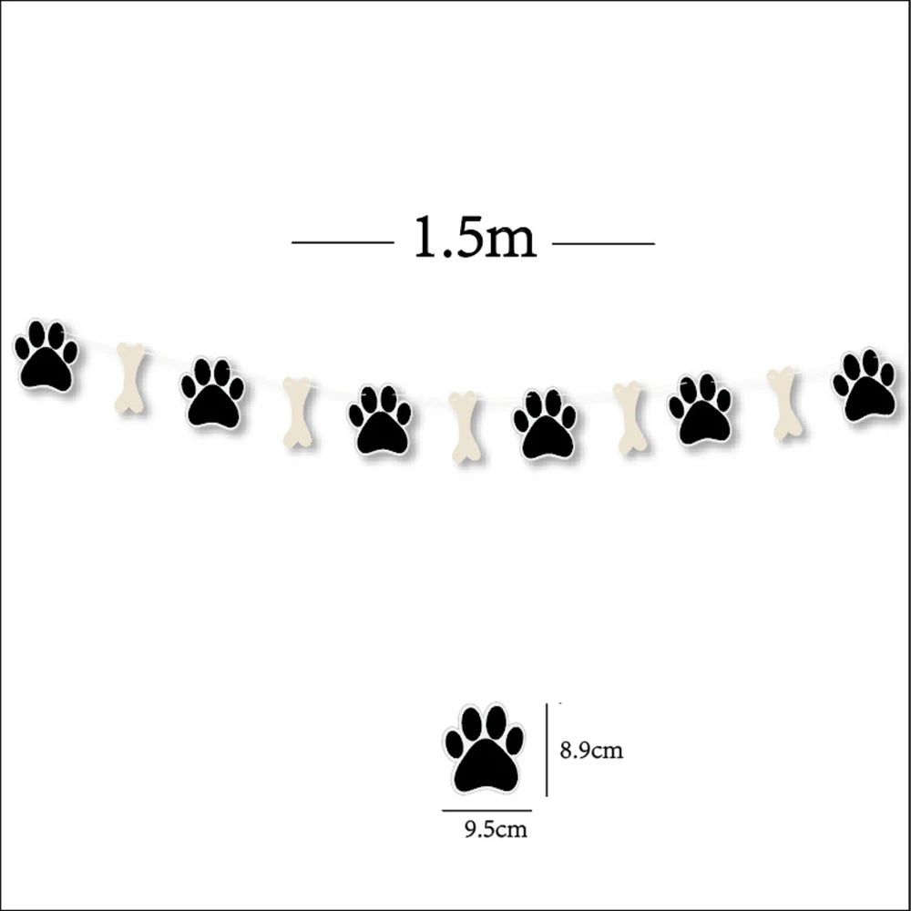 Dog Birthday Party Decoration Set – Banner, Balloons & Cake Decor for Pets