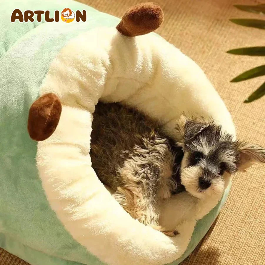Soft Plush Pet Bed Sofa with Removable Cover – Warm Cozy Sleeping Nest for Dogs & Cats