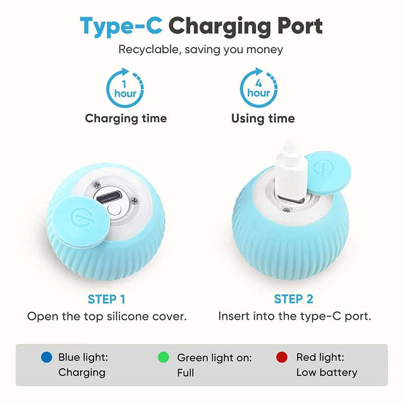 Smart Electric Rolling Ball Cat Toy – USB Rechargeable Interactive Chew-Proof Toy