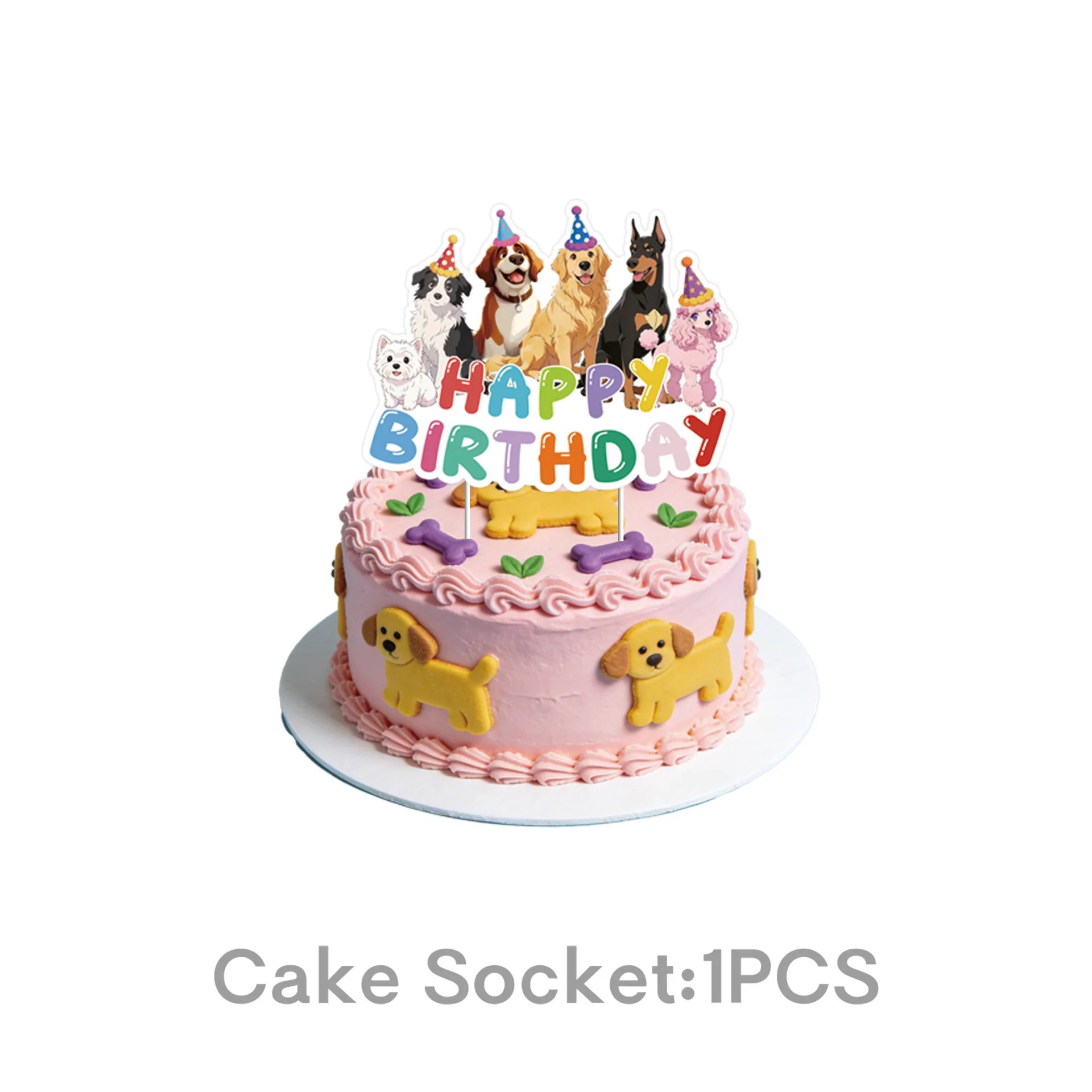 Dog Birthday Party Decoration Set – Banner, Balloons & Cake Decor for Pets
