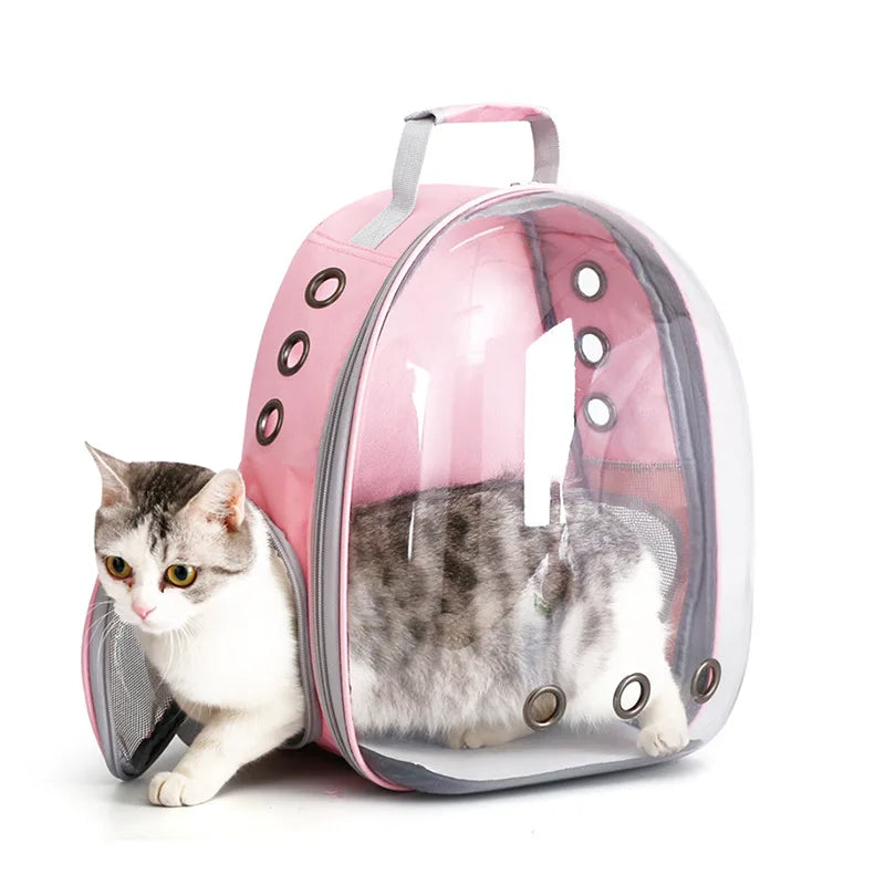 Space Capsule Pet Carrier Backpack — Transparent Breathable Travel Bag for Cats & Small Dogs