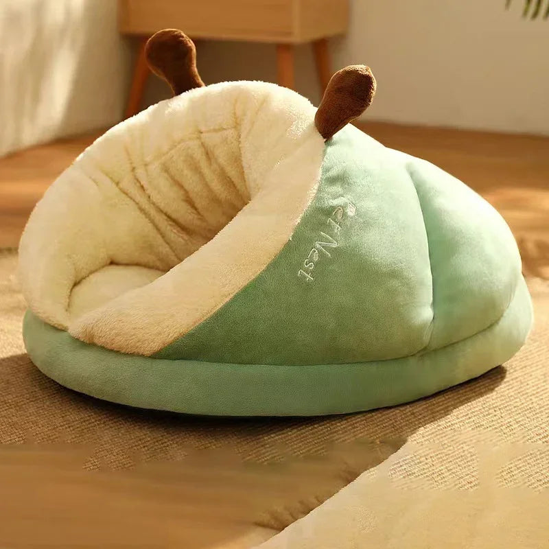 Soft Plush Pet Bed Sofa with Removable Cover – Warm Cozy Sleeping Nest for Dogs & Cats