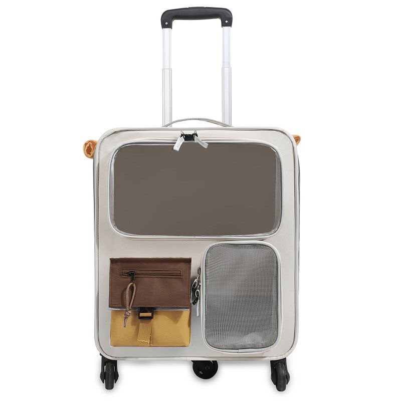 2-in-1 Rolling Pet Carrier Backpack with Trolley & Mesh Window