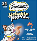 Creamy Puree Lickable Cat Treats, Salmon, 24 Count | under 15 Calories per Tube, Great for Senior Cats, No Chewing Required, No Added Sugar, Wet Squeezable Treat, 0.42 Oz. Tubes
