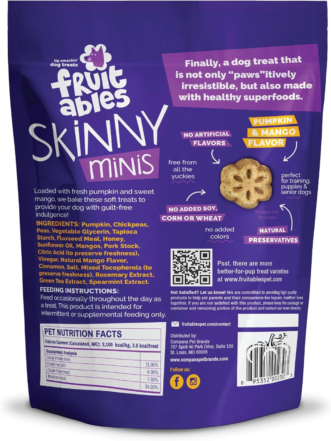 Skinny Mini Dog Treats, Training Treats, Pumpkin and Mango, 5Oz | Healthy Dog Treats, Crunchy Dog Biscuits, Healthy Puppy Treats, Limited Ingredient, Training Rewards, Made in USA