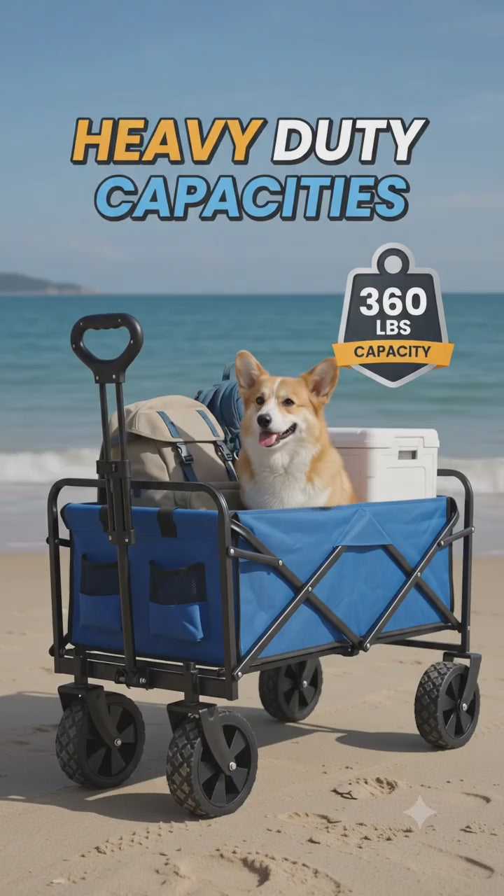 Collapsible Wagon Cart – 360 lbs, All-Terrain Wheels