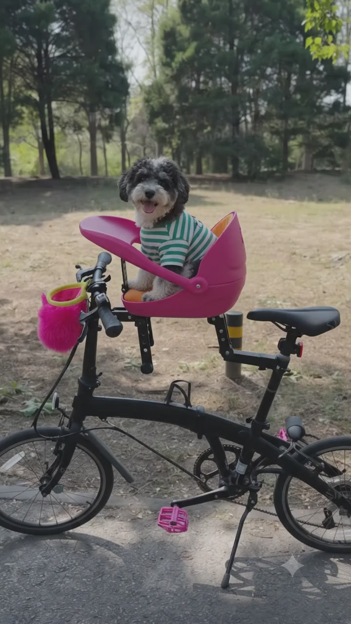 Foldable Bike Pet Basket & Dog Safety Seat | Bicycle Carrier for Small Dogs & Cats