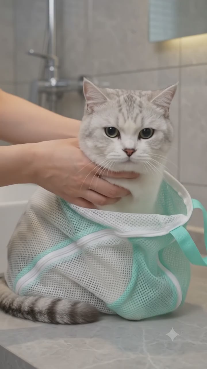 Cat Grooming Restraint Bag – Mesh Bathing & Nail Trimming Bag