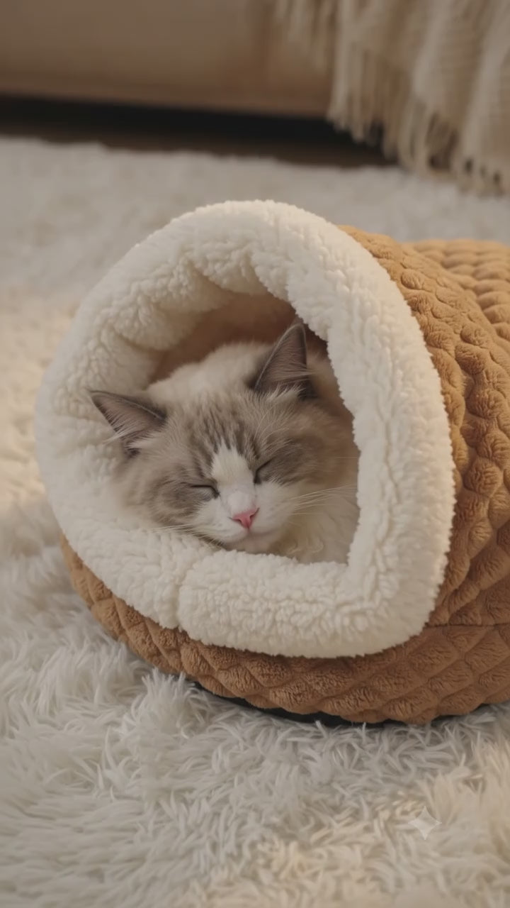 Enclosed Winter Cat Snuggle Bed