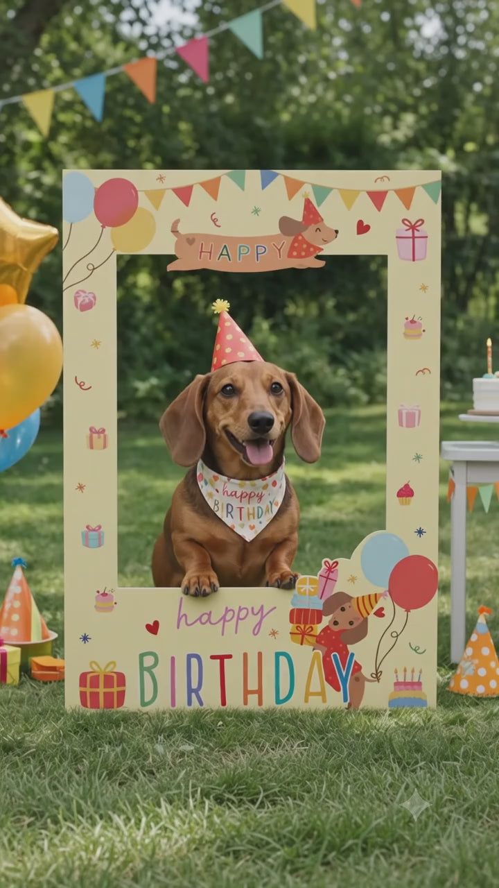 Sausage Dog Birthday Party Photo Booth Backdrop.