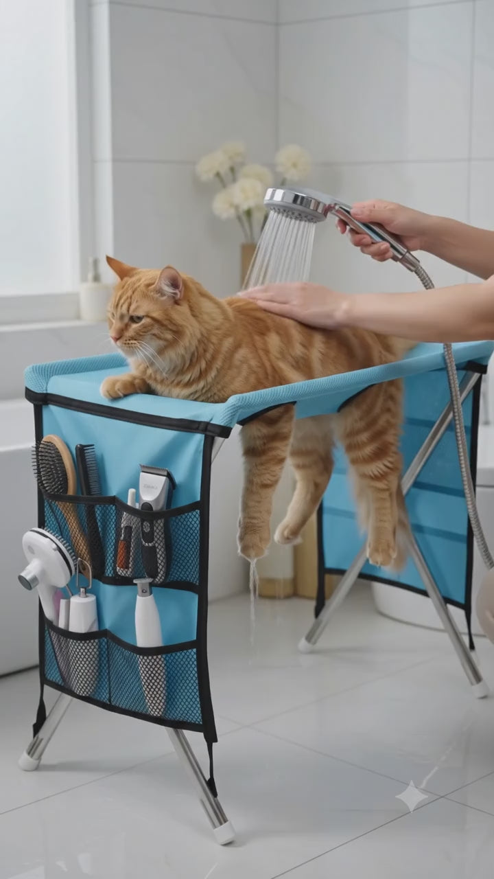 Foldable Pet grooming stand.