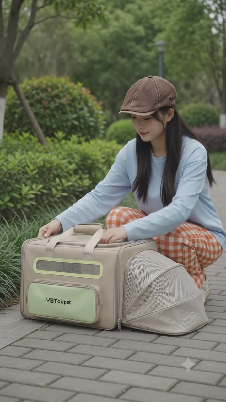 Expandable Cat Carrier Trolley | 3-Way Carry, 360° Breathable